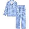 Arshiner Boys Pajamas Set Long Sleeve Button-Down Sleepwear 2 Piece Pjs Set for Boys 5-13 Years(Blue Plaid)
