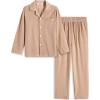 Arshiner Boys Pajamas Set Long Sleeve Button-Down Sleepwear 2 Piece Pjs Set for Boys 5-13 Years(Champagne)