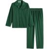 Arshiner Boys Pajamas Set Long Sleeve Button-Down Sleepwear 2 Piece Pjs Set for Boys 5-13 Years(Green)