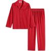 Arshiner Boys Pajamas Set Long Sleeve Button-Down Sleepwear 2 Piece Pjs Set for Boys 5-13 Years(Red)