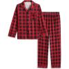 Arshiner Boys Pajamas Set Long Sleeve Button-Down Sleepwear 2 Piece Pjs Set for Boys 5-13 Years(Red Plaid)