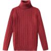 Arshiner Boy’s Ribbed Turtleneck Cable Knitted Sweater Slim Fit Pullover Sweater for Kids 4-13 Years(Cable Knit-deep Red)