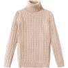 Arshiner Boy’s Ribbed Turtleneck Cable Knitted Sweater Slim Fit Pullover Sweater for Kids 4-13 Years(Cable Knit-light Khaki)