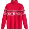 Arshiner Boy’s Ribbed Turtleneck Cable Knitted Sweater Slim Fit Pullover Sweater for Kids 4-13 Years(Red)