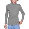 Arshiner Boy’s Ribbed Turtleneck Cable Knitted Sweater Slim Fit Pullover Sweater for Kids 4-13 Years(Rib Knit-gray)