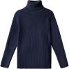 Arshiner Boy’s Ribbed Turtleneck Cable Knitted Sweater Slim Fit Pullover Sweater for Kids 4-13 Years(Rib Knit-navy Blue)