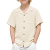 Arshiner Boys Short Sleeve Button Down Shirt Texture Summer Beach Vacation Shirt 4-12 Years(Beige)