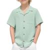 Arshiner Boys Short Sleeve Button Down Shirt Texture Summer Beach Vacation Shirt 4-12 Years(Ice Green)
