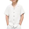 Arshiner Boys Short Sleeve Button Down Shirt Texture Summer Beach Vacation Shirt 4-12 Years(White)