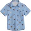 Arshiner Boys Short Sleeve Dress Shirts Solid Button Down Shirts Summer Formal Uniform Shirt with Pocket(Light Blue Teddy)