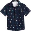 Arshiner Boys Short Sleeve Dress Shirts Solid Button Down Shirts Summer Formal Uniform Shirt with Pocket(Navy Blue Teddy)