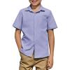 Arshiner Boys Short Sleeve Dress Shirts Solid Button Down Shirts Summer Formal Uniform Shirt with Pocket(Purple)