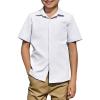 Arshiner Boys Short Sleeve Dress Shirts Solid Button Down Shirts Summer Formal Uniform Shirt with Pocket(White)