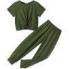Arshiner Cute Outfits for Girls 2 Pieces Tracksuits Jogger Suits Sweatsuits Set Army Green 12-13 Years Old