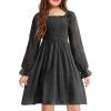 Arshiner Girl Tulle Dress Winter Long Sleeve Teen Girls Party Casual Dresses 5-14Y(Black)