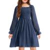 Arshiner Girl Tulle Dress Winter Long Sleeve Teen Girls Party Casual Dresses 5-14Y(Navy Blue)