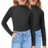 Arshiner Girls 2 Pack Mock Turtleneck Long Sleeve Shirts Slim Fit Casual Trendy Soft Base Layer Top Tee(Black/Black)