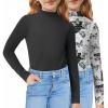 Arshiner Girls 2 Pack Mock Turtleneck Long Sleeve Shirts Slim Fit Casual Trendy Soft Base Layer Top Tee(Black/Butterfly Print)
