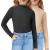 Arshiner Girls 2 Pack Mock Turtleneck Long Sleeve Shirts Slim Fit Casual Trendy Soft Base Layer Top Tee(Black/Khaki)