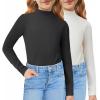 Arshiner Girls 2 Pack Mock Turtleneck Long Sleeve Shirts Slim Fit Casual Trendy Soft Base Layer Top Tee(Black/White)