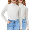 Arshiner Girls 2 Pack Mock Turtleneck Long Sleeve Shirts Slim Fit Casual Trendy Soft Base Layer Top Tee(White/White)