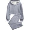 Arshiner Girls 2 Piece Outfit Waffle Knit Pullover Hooded Sweatshirt and Sweatpants Clothing Sets Long Sleeve Tracksuits(Grey)