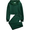 Arshiner Girls 2 Piece Outfit Waffle Knit Pullover Hooded Sweatshirt and Sweatpants Clothing Sets Long Sleeve Tracksuits(Lake Green)