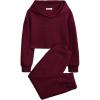 Arshiner Girls 2 Piece Outfit Waffle Knit Pullover Hooded Sweatshirt and Sweatpants Clothing Sets Long Sleeve Tracksuits(Red)