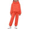 Arshiner Girls 2 Piece Outfits Drop Shoulder Hoodie Half Zip Fluffy Sweatshirt and Fleece Pants Sweatsuit(Orange)