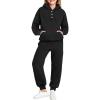 Arshiner Girls 2 Piece Outfits Fashion Sweatsuits Button Down Hooded Sweatshirt and Sweatpants with Pockets Kids Tracksuit(Black)