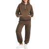 Arshiner Girls 2 Piece Outfits Fashion Sweatsuits Button Down Hooded Sweatshirt and Sweatpants with Pockets Kids Tracksuit(Brown)