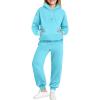 Arshiner Girls 2 Piece Outfits Fashion Sweatsuits Button Down Hooded Sweatshirt and Sweatpants with Pockets Kids Tracksuit(Ice Blue)