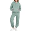 Arshiner Girls 2 Piece Outfits Fashion Sweatsuits Button Down Hooded Sweatshirt and Sweatpants with Pockets Kids Tracksuit(Light Green)