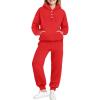 Arshiner Girls 2 Piece Outfits Fashion Sweatsuits Button Down Hooded Sweatshirt and Sweatpants with Pockets Kids Tracksuit(Red)