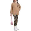 Arshiner Girls 2 Piece Outfits Long Sleeve Raglan Top with Pockets and Slim Fit Pants Daily Wear Set for 6-14Y(Black Floral)
