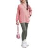 Arshiner Girls 2 Piece Outfits Long Sleeve Raglan Top with Pockets and Slim Fit Pants Daily Wear Set for 6-14Y(Light Pink)