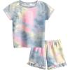 Arshiner Girls 2-Piece Tie Dye Pajamas Set Trendy Lounge Set Kids Sleepwear(Tie Dye 7)