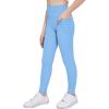 Arshiner Girls Athletic Leggings High Waist Yoga Pants for Kids with Pockets Dance Running Workout Tights(Light Blue)