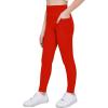 Arshiner Girls Athletic Leggings High Waist Yoga Pants for Kids with Pockets Dance Running Workout Tights(Red)