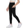 Arshiner Girls Athletic Leggings with Pockets Kids Crossover High Waisted Dance Workout Running Yoga Pants(Black)