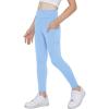 Arshiner Girls Athletic Leggings with Pockets Kids Crossover High Waisted Dance Workout Running Yoga Pants(Blue)