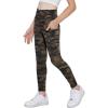 Arshiner Girls Athletic Leggings with Pockets Kids Crossover High Waisted Dance Workout Running Yoga Pants(Brown Camouflage)