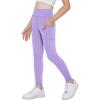 Arshiner Girls Athletic Leggings with Pockets Kids Crossover High Waisted Dance Workout Running Yoga Pants(Purple)
