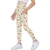 Arshiner Girls Athletic Leggings with Pockets Kids Crossover High Waisted Dance Workout Running Yoga Pants(Teddy&friends)