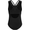 Arshiner Girls Ballet Leotards Dance Gymnastic Outfits Crisscross Straps Sleeveless Tank Dancewear(Black)