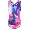 Arshiner Girls Ballet Leotards Dance Gymnastic Outfits Crisscross Straps Sleeveless Tank Dancewear(Pink/Purple Marble)