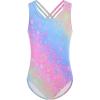 Arshiner Girls Ballet Leotards Dance Gymnastic Outfits Crisscross Straps Sleeveless Tank Dancewear(Rainbow Star)