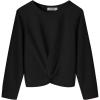 Arshiner Girls Casual Twist Front Lightweight Sweatshirt Tie Dye Printed Long Sleeve Crop Tops Pullover(Black)