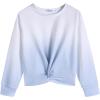 Arshiner Girls Casual Twist Front Lightweight Sweatshirt Tie Dye Printed Long Sleeve Crop Tops Pullover(Blue/Whitetie Dye)