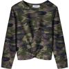 Arshiner Girls Casual Twist Front Lightweight Sweatshirt Tie Dye Printed Long Sleeve Crop Tops Pullover(Camo Color)